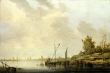 212/cuyp, aelbert - a river scene with distant windmills